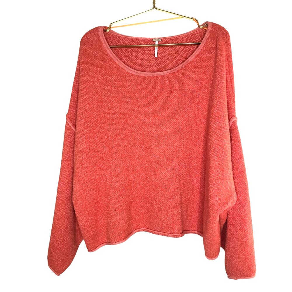 Free People Bardot Drop Shoulder Sweater L Orange - Picture 2 of 12